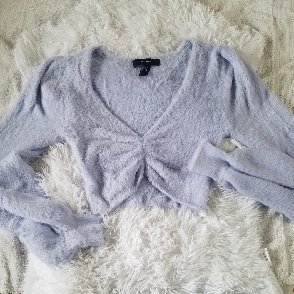 Periwinkle faux crop sweater